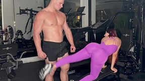 Sexy Latina Redhead Enjoys Jock's Huge Cock At the Gym & Gets a Cum-load On Her Big Melons