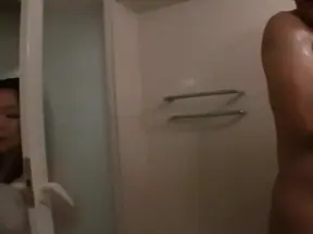 Sneaky busty mature gives a quick blowjob in her bra