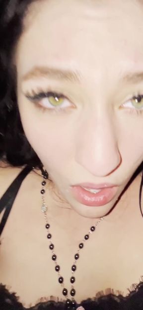 Petite goth teen gets a POV cumshot
