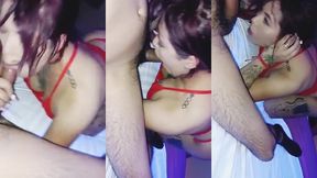 trans beauty dominates her man in bed