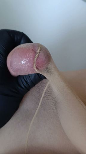 In nylons nicely cumshot