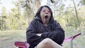 Cold yawning outdoors