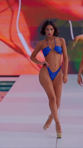 Fashion show model strutting runway