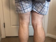 Man Does Calf Flexing With X-Mas Socks