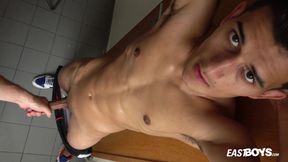 Touching hot muscular body and big dick of twink stud Breno Gomes