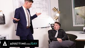 ADULT TIME - Trevor Brooks' Homosexual Chief Jordan Starr CAUGHT Him Stroking Off In The Office!