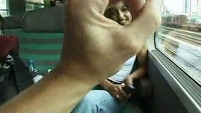 Mulatto wife bloes me and fucks doggystyle it train's restroom