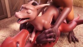 Naughty dragons are having fun in the barn 3d animated