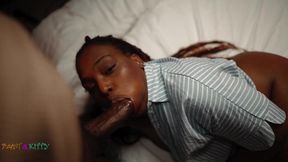BeastnKitty, the slutty ebony couple, receives a big cock deepthroat style