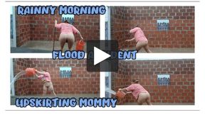 FLOOD ACCIDENT AND UPSKIRTING MOMMY OUTDOOR