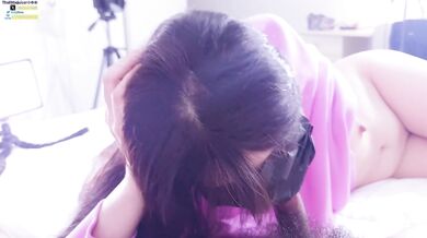 Pink hoodie Asian gets creampied hard her pussy dripping cum while wearing Nike sneakers