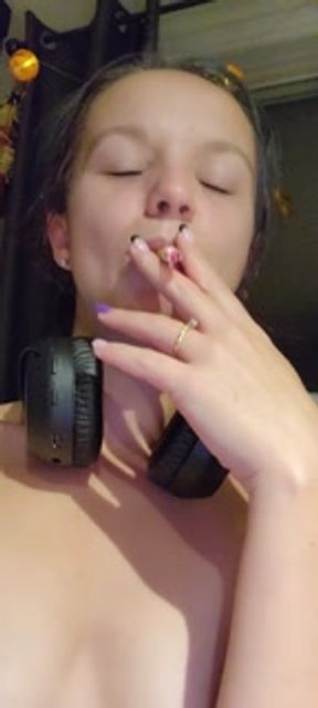 Caught masturbating and vaping in the kitchen playing on my pink tiny pussy