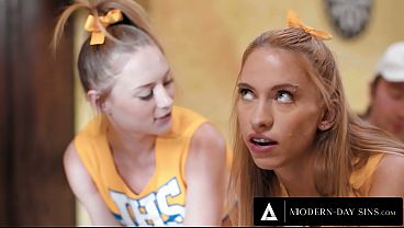 Petite cheerleaders get ass fucked by pervy coach