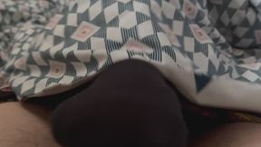 black sockjob with hot cum shot