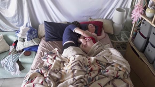 Stepson wakes up with stepmom in the bed and fucks the wrong hole