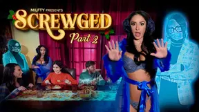 Sheena Ryder and Whitney Wright tease with MILF stockings and hard spanks in Screwged Part 2