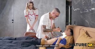 Johanka Ark has sex with a patient in front of the doc