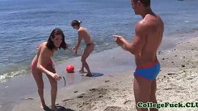 Euro sluts get their holes pounded on the beach