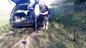 Stepmom holds my dick while I pee and then does blowjob in public