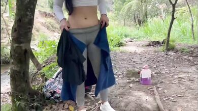 Colombian goddess rides her best friend raw on a wild bike trail