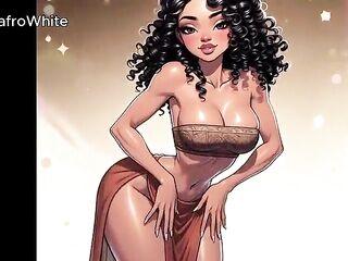 AI Generated - Comics toon hawt marvelous animated manga afro american ebony black european trans dominatrix stripper screws step sister raw and cums inside her twat out of cock-sock