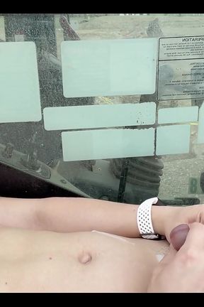 Jerking off on a Construction Truck Parked by the Roadside!