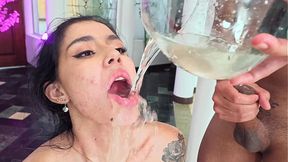 Latina anal slut accepts double BBC in 3some bondage scene