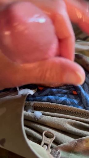 jerking at my sarge's desk - shooting loads of cum in my uniform in my barracks   Clip 2