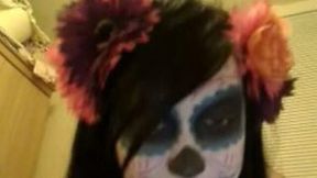 Freaky and hot emo teen with awesome makeup and majestic booty