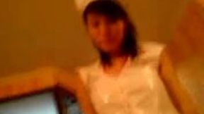My busty Hong Kong babe in nurse uniform rides me on top