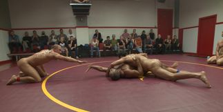 Muscular males share rough anal orgy in the ring during championship