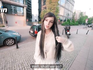 Glamorous angel masturbates in a cafe and on the street. sucked in a public place - pinkloving