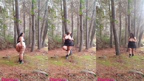 sexy mature bbw in boots and dress body worship in forest