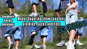 4K 60 fps | Angelina shows you her old Nike shoes, her black sweaty socks, and the soles of her feet