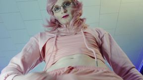 pink hair femboy gets up &amp; feeds you cum - morning load on your face, smears and slaps with cock