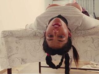 Hawt Spanish PAWG gets a coarse butt drilling and impure deepthroat session in slavery whilst not being allowed to cum