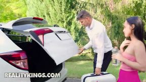 REALITY KINGS - Alice Hernandez Joins Kristof On The Front Sit Then Takes Off Her Clothes For A