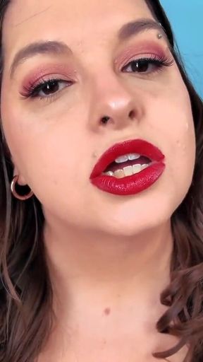 Forever Weak for My Lips - Seductress Sydney Screams Applies Red Lipstick Before Covering You with Her Lipstick Kiss Marks