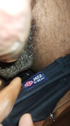 Asian boy massages her big black cock panis