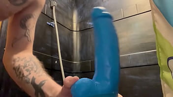 Taking toy cock all the way down his throat