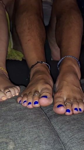 Showing off our soles and toes while we watch TV Pt.1   Clip 1