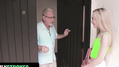 Family Strokes - Innocent Teen Moans So Loud As Her Stepgrandpa Pounds Her Tight Twat