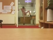 Skinny teen with very small ass messes around in public place