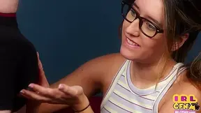 Glasses cutie CFNM cocksucking to lover