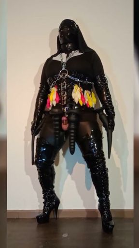 PVC nun cums repeatedly from wand vibrator and large anal toys   Clip 1