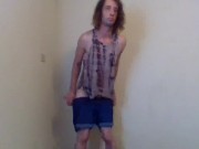 Goofy Cute Transgirl Stripping Jokingly Playfully
