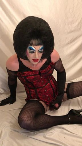 Horny Drag Queen Grinds on Dildo Talks Dirty