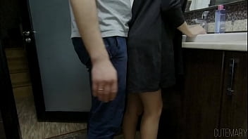 Huge CUM on PUSSY fucking with PANTIES ON !!