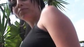 tattoed woman fucked hard on the leather couch by her black husband