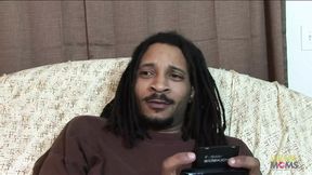 Black babe devours huge black cock